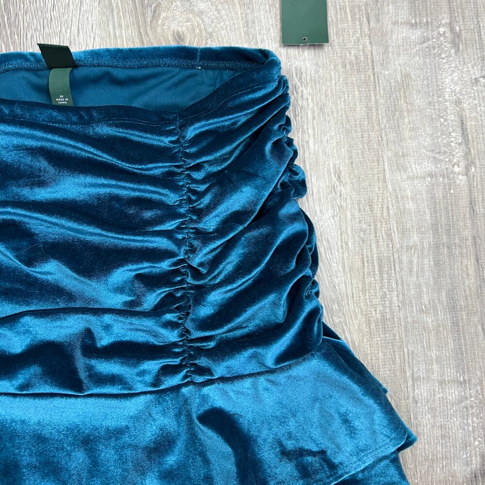 Wild Fable Women's Teal Blue Ruched Mini Skirt - Size Medium - NWT - Picture 3 of 4